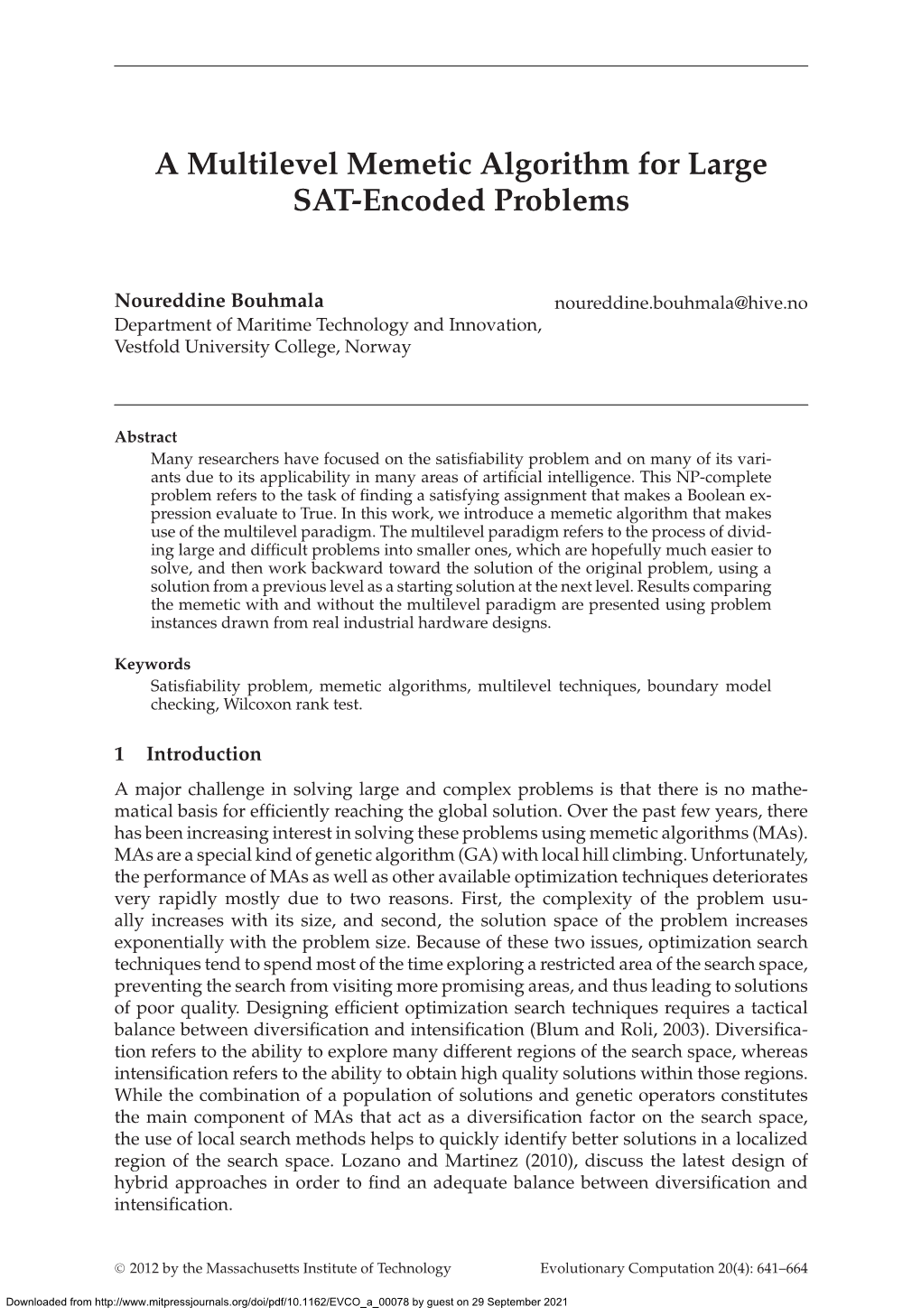 A Multilevel Memetic Algorithm for Large SAT-Encoded Problems