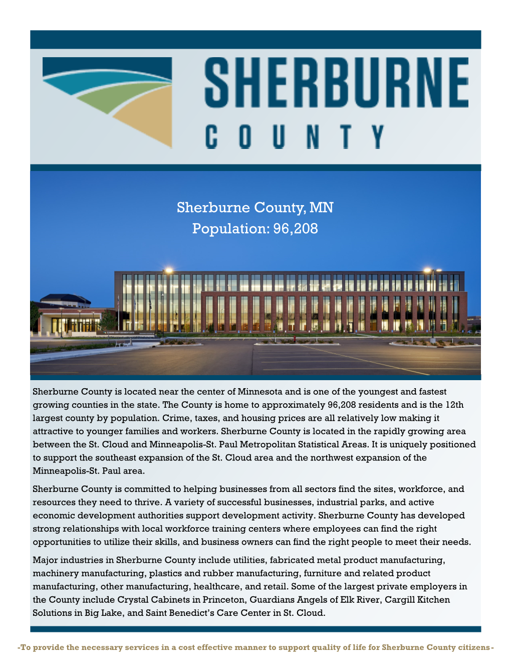 Sherburne County, MN Population: 96,208