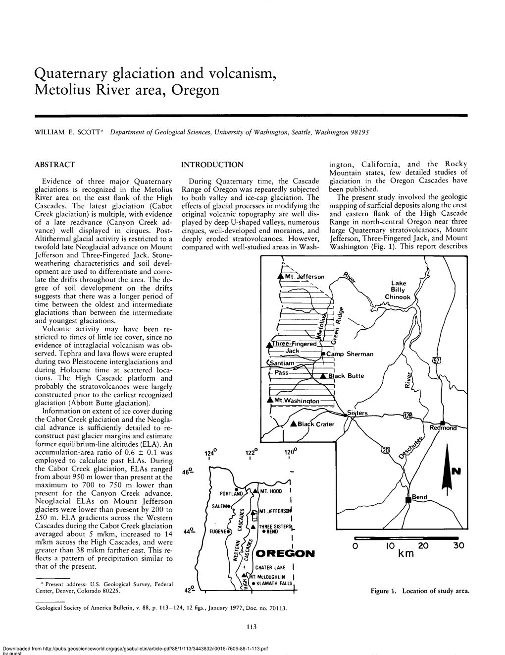 Quaternary Glaciation and Volcanism, Metolius River Area, Oregon
