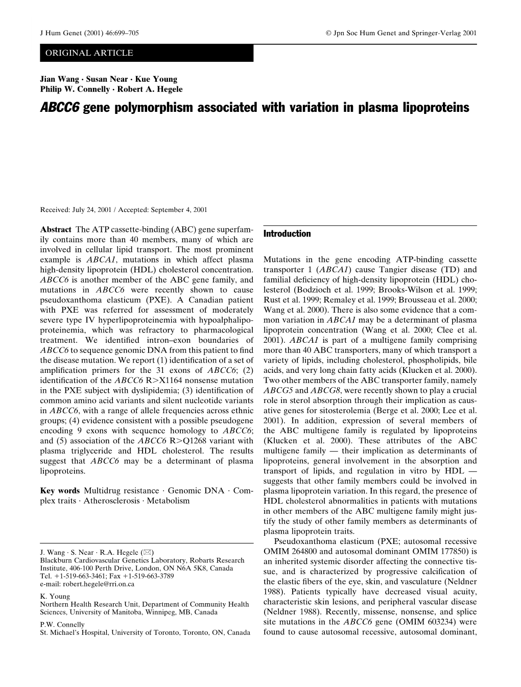 ABCC6 Gene Polymorphism Associated with Variation in Plasma Lipoproteins