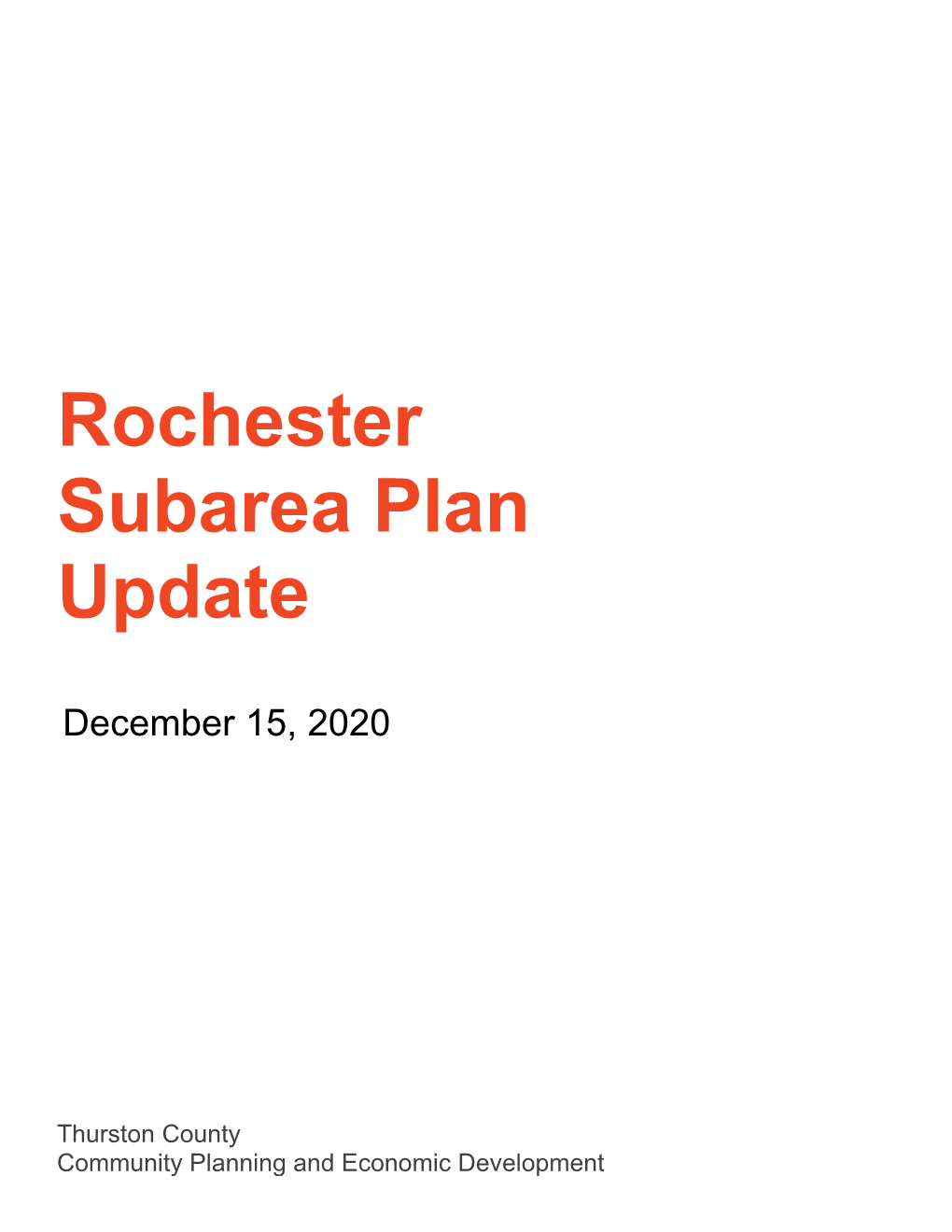 Rochester Subarea Plan Update