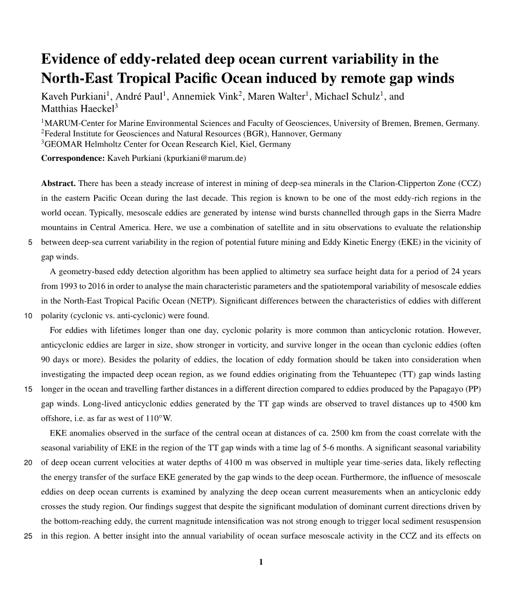 Evidence of Eddy-Related Deep Ocean Current Variability in the North-East