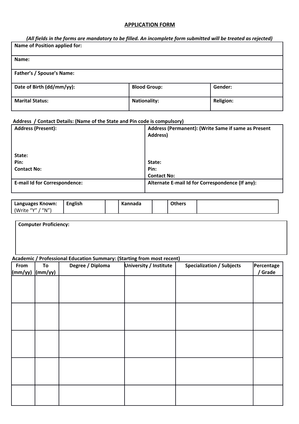 Application Form s45