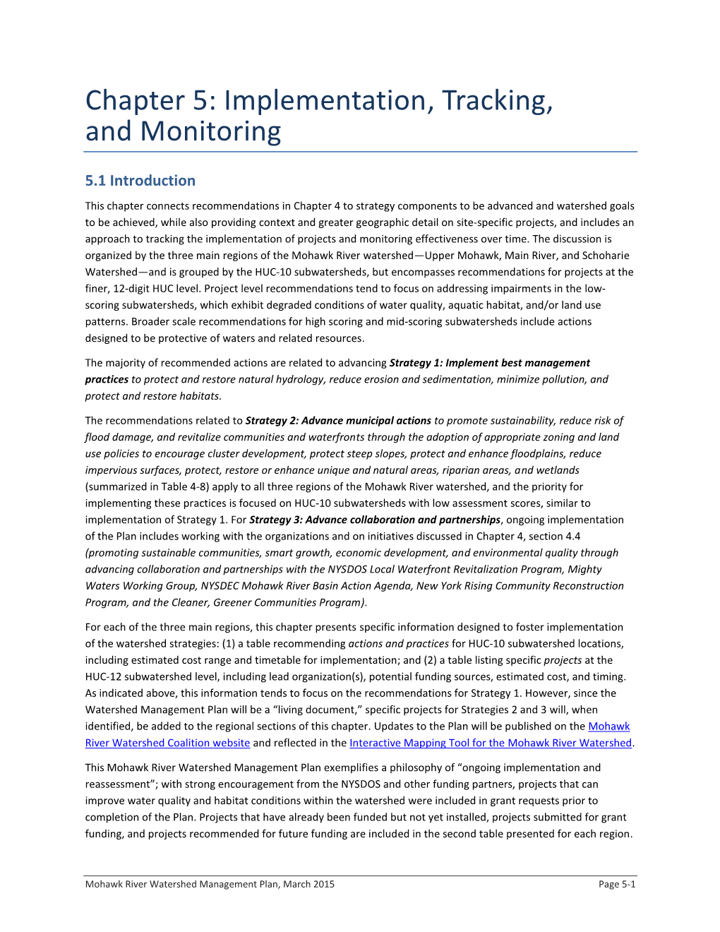 Mohawk River Watershed Management Plan