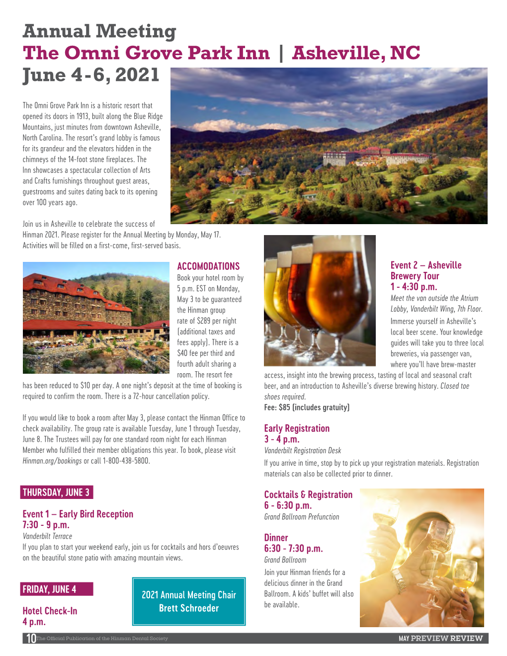 Annual Meeting the Omni Grove Park Inn | Asheville, NC June 4-6, 2021