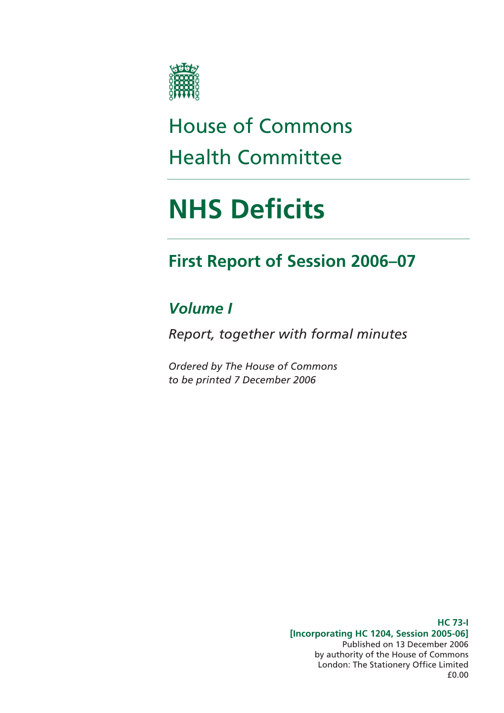 NHS Deficits