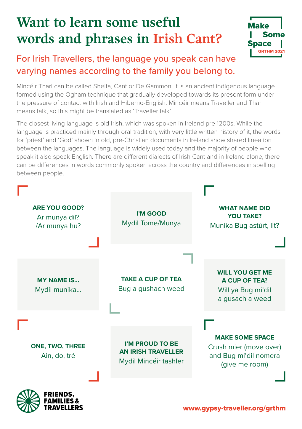 Want to Learn Some Useful Words and Phrases in Irish Cant? for Irish Travellers, the Language You Speak Can Have Varying Names According to the Family You Belong To