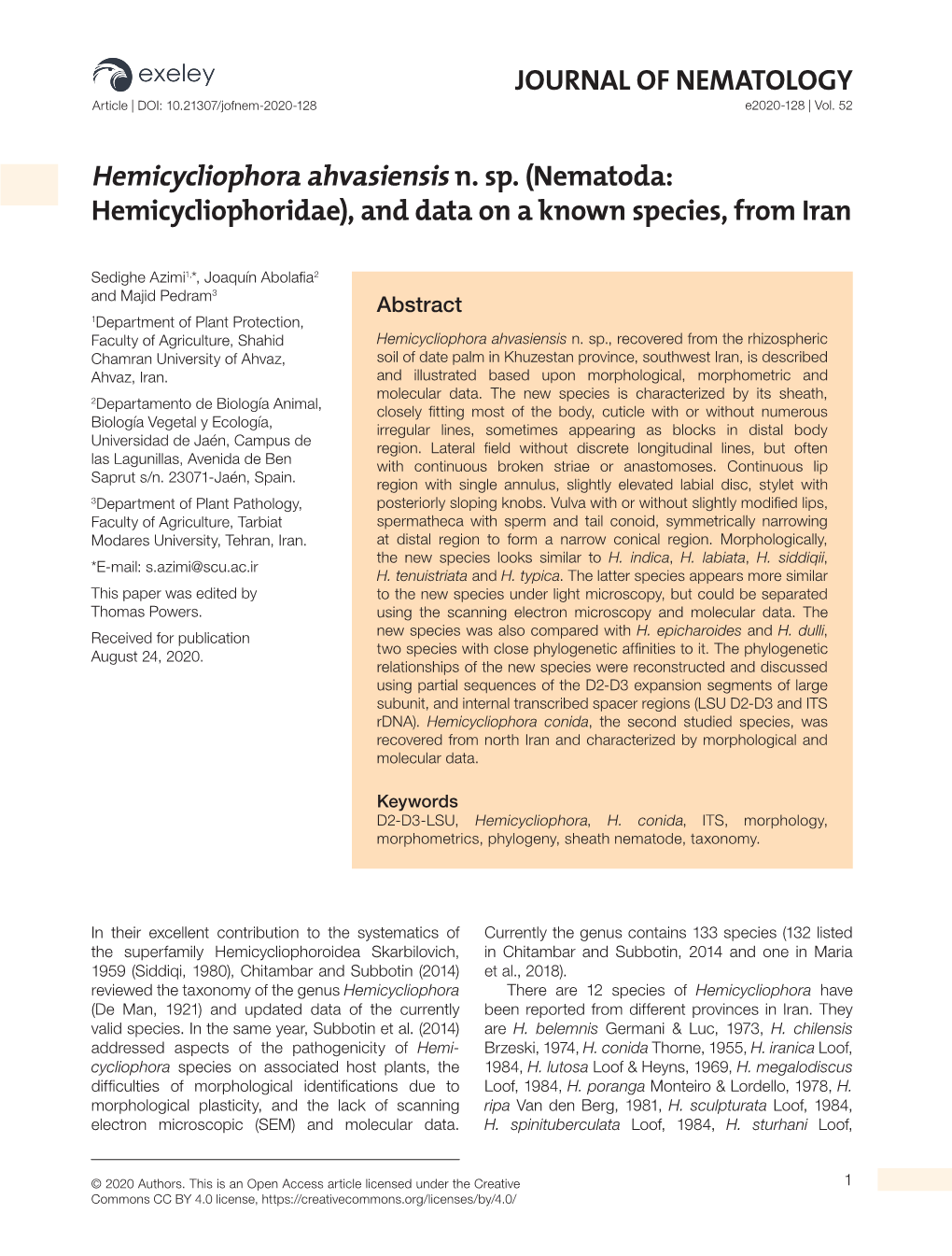 JOURNAL of NEMATOLOGY Hemicycliophora