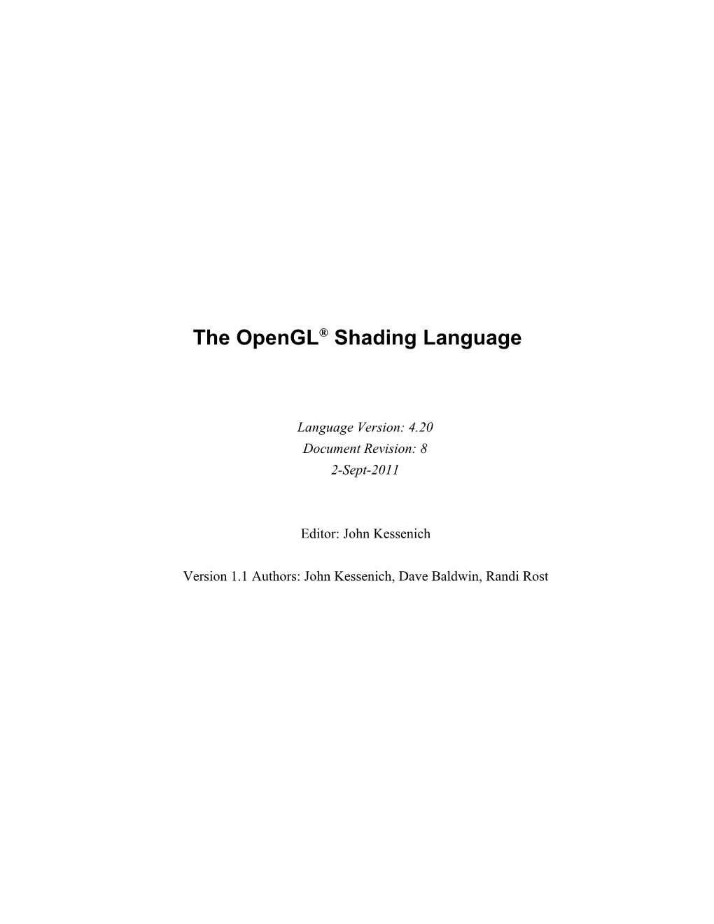 The Opengl® Shading Language