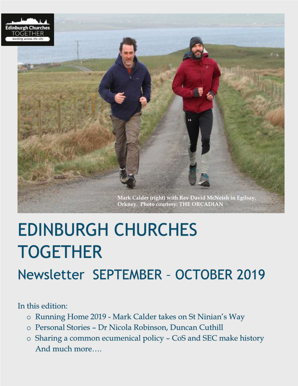 EDINBURGH CHURCHES TOGETHER Newsletter SEPTEMBER – OCTOBER 2019