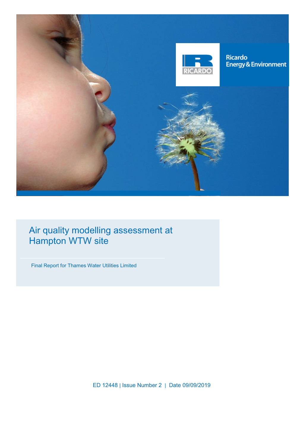 Air Quality Modelling Assessment at Hampton WTW Site