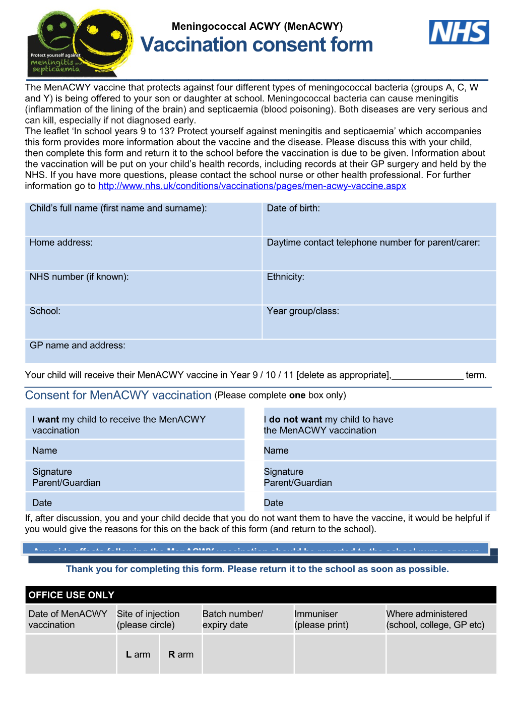 Vaccination Consent Form