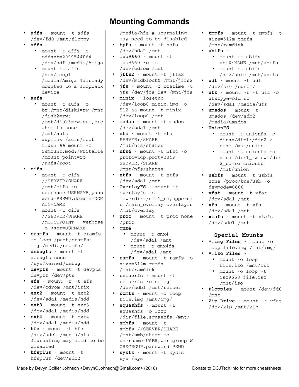 Mounting Commands