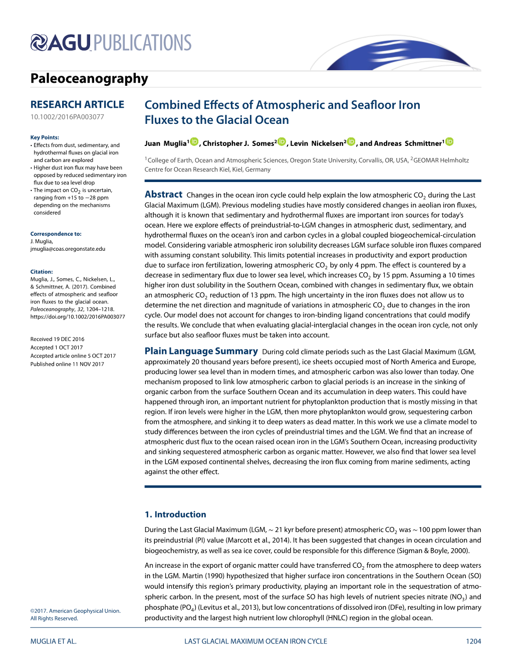 Combined Effects of Atmospheric and Seafloor Iron Fluxes to the Glacial