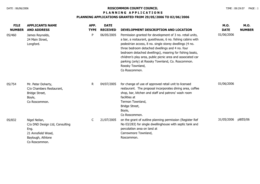 File Number Roscommon County Council