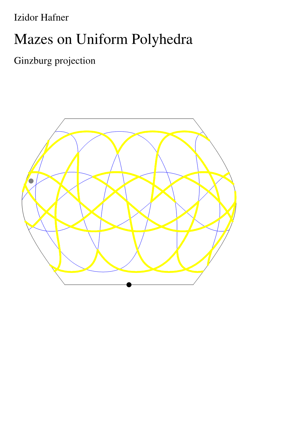 Mazes on Uniform Polyhedra Ginzburg Projection