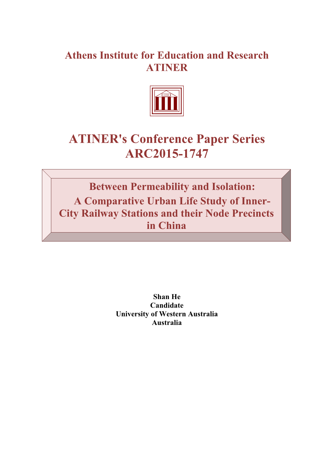 ATINER's Conference Paper Series ARC2015-1747