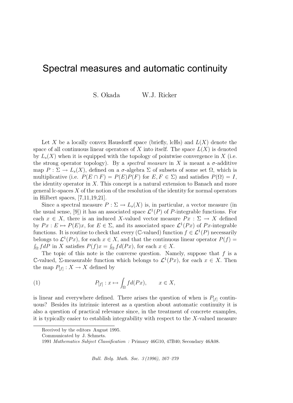 Spectral Measures and Automatic Continuity