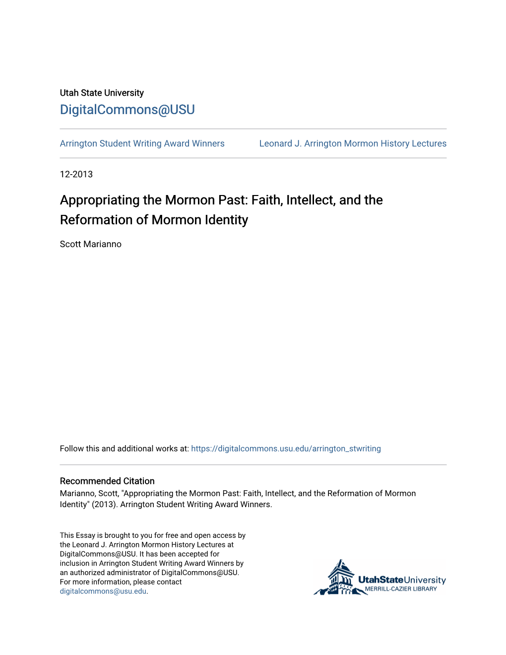 Faith, Intellect, and the Reformation of Mormon Identity