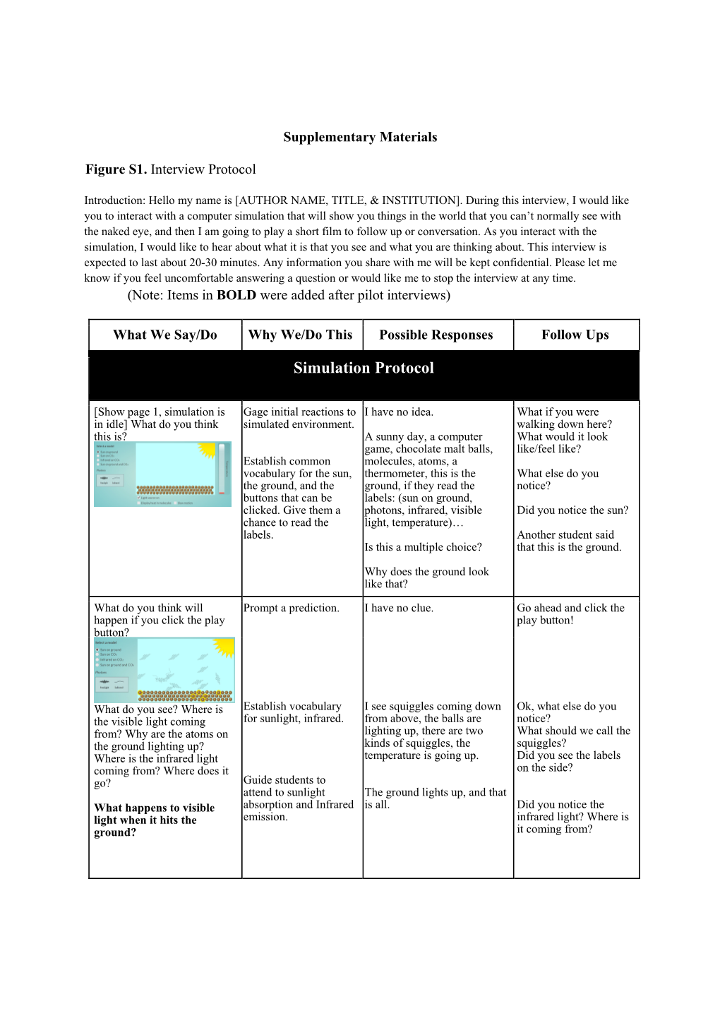 Simulation Protocol