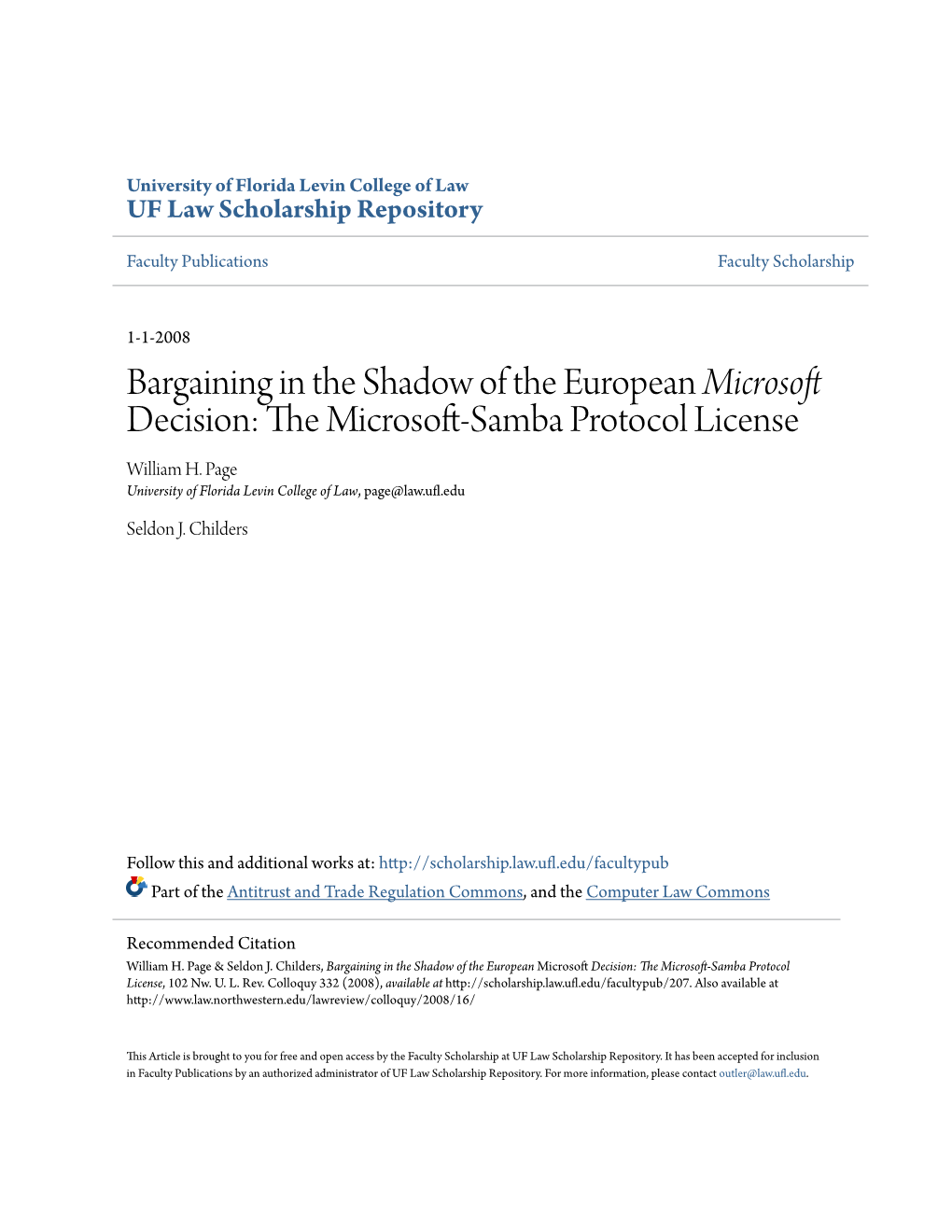 The Microsoft-Samba Protocol License, 102 Nw