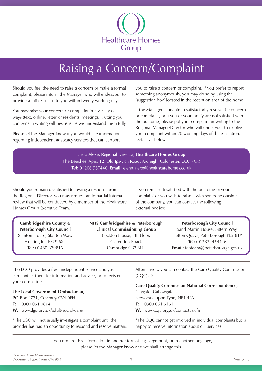 Raising a Concern/Complaint