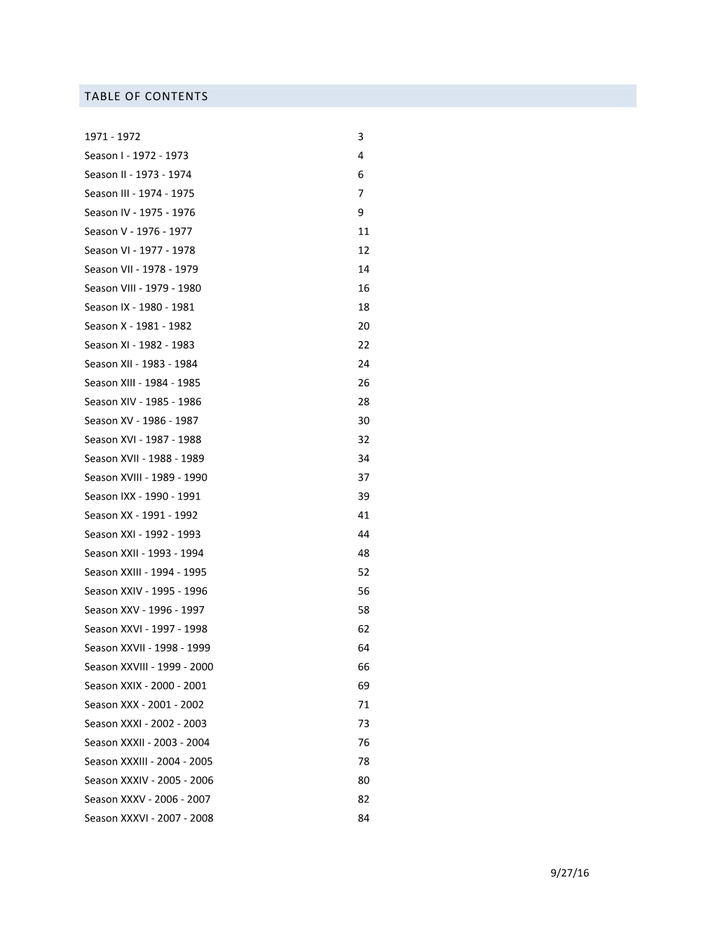 Table of Contents