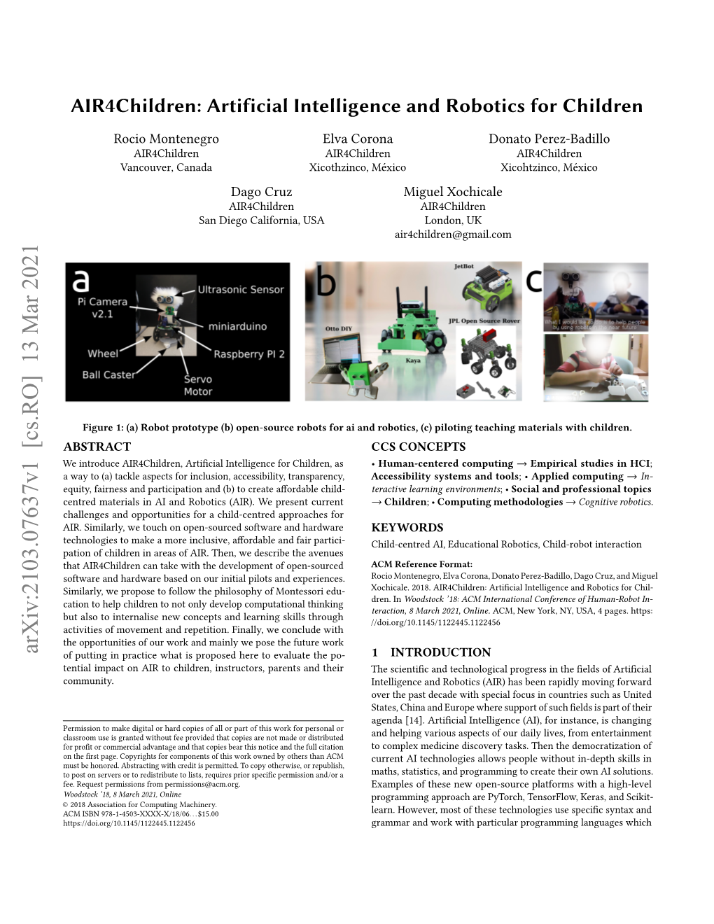 Artificial Intelligence and Robotics for Children