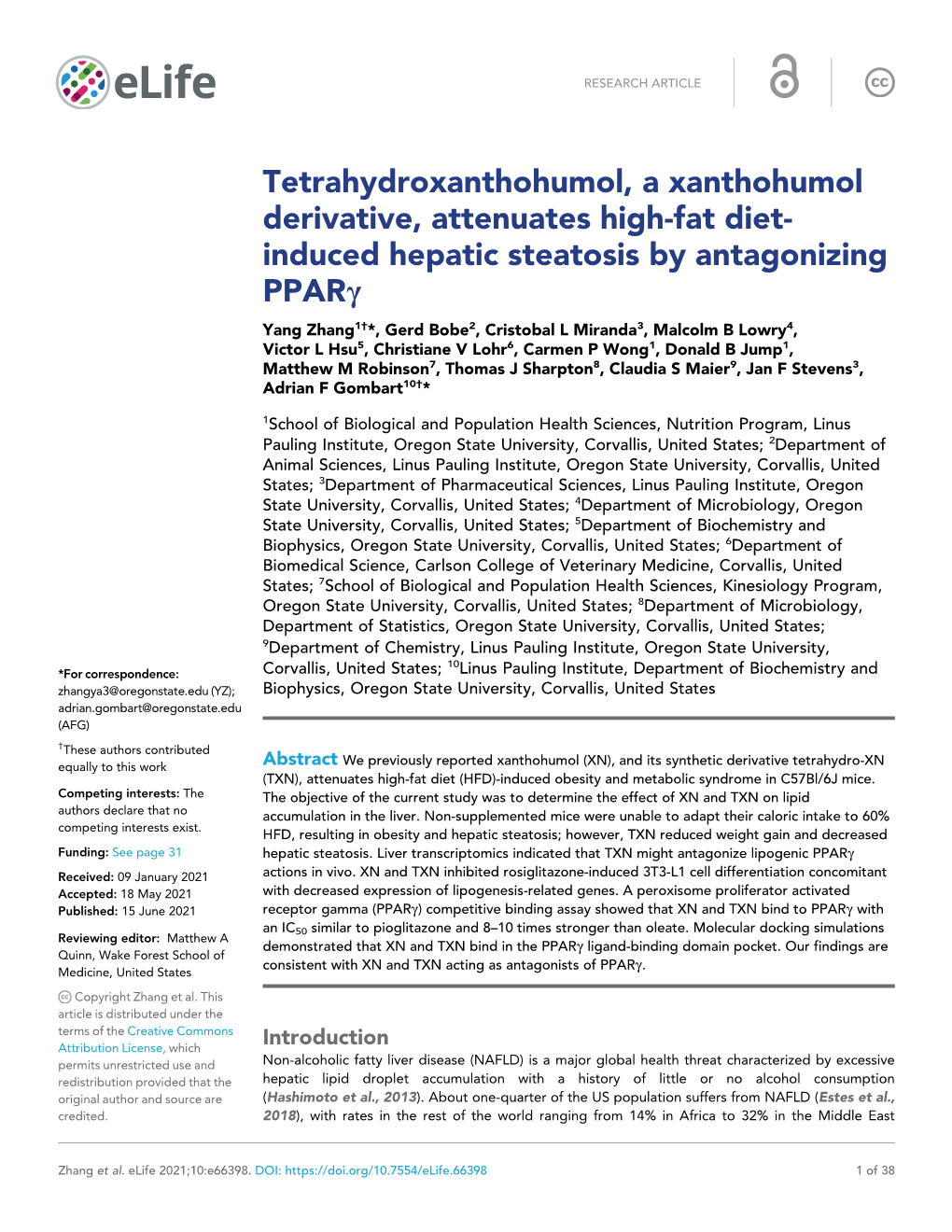 Induced Hepatic Steatosis by Antagonizing Pparg