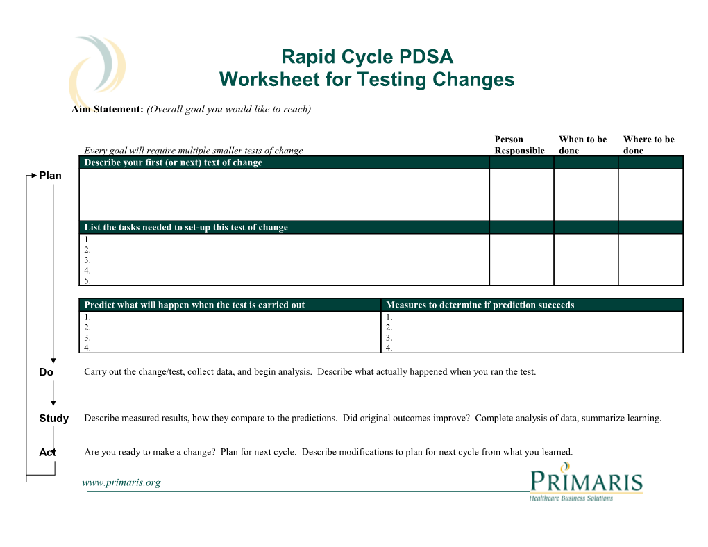 Rapid Cycle PDSA