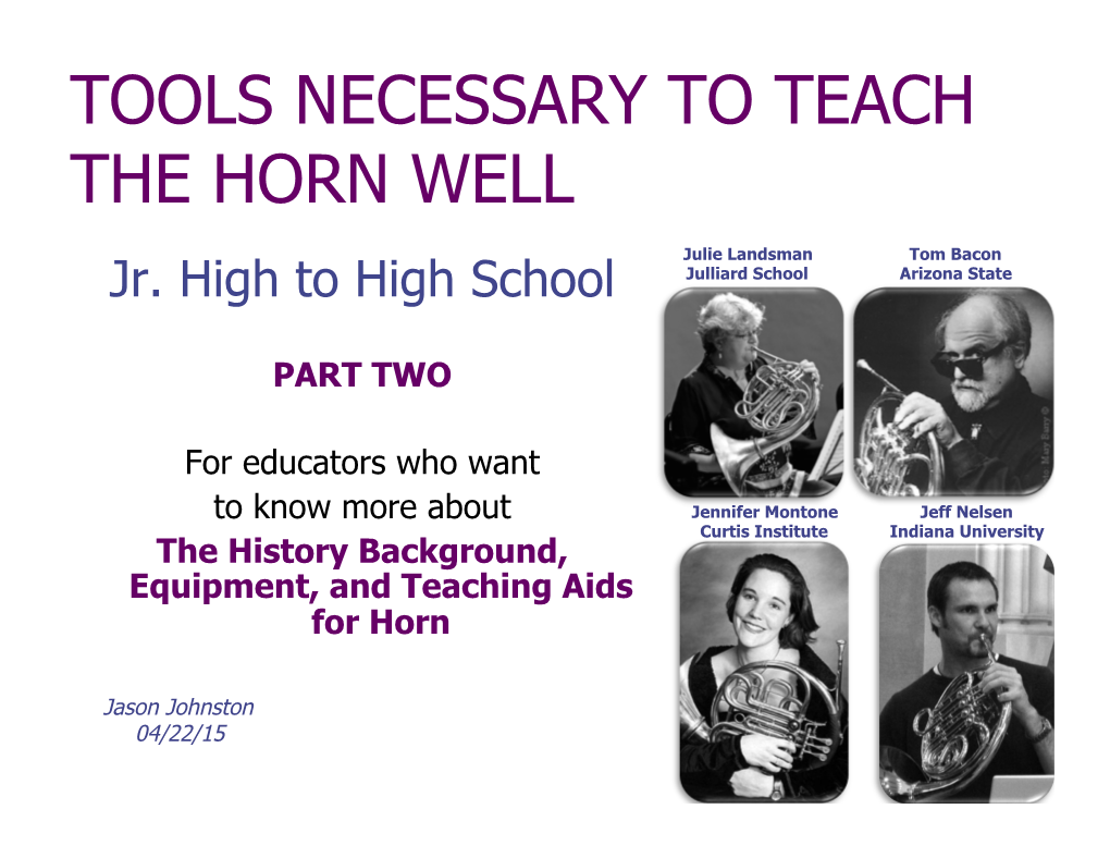 Horn Tools-April 2015 Part Two.Pptx