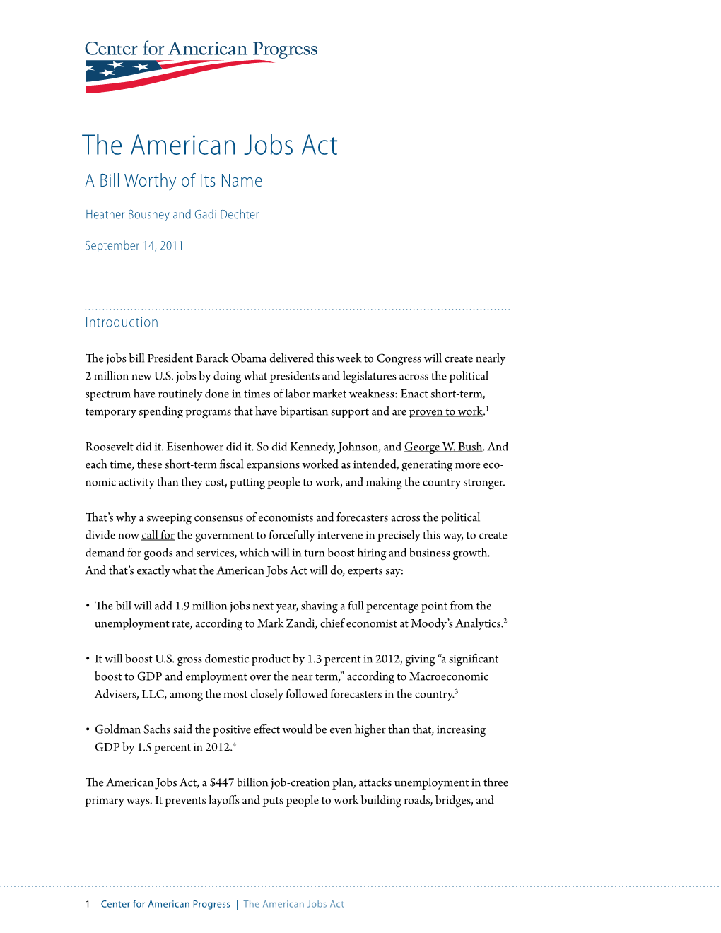 The American Jobs Act a Bill Worthy of Its Name