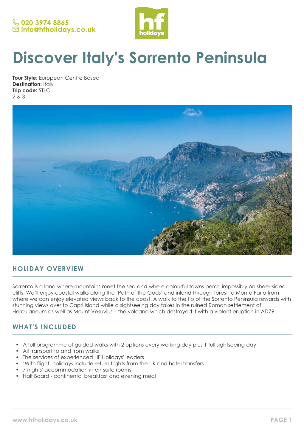 Sorrento Peninsula Guided Walking Holiday