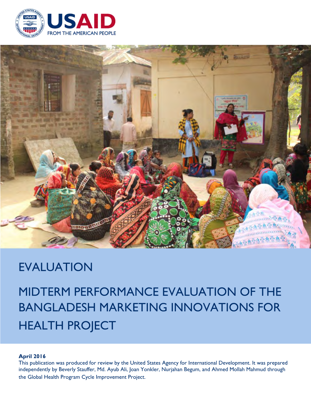 Midterm Performance Evaluation of the Bangladesh Social Marketing