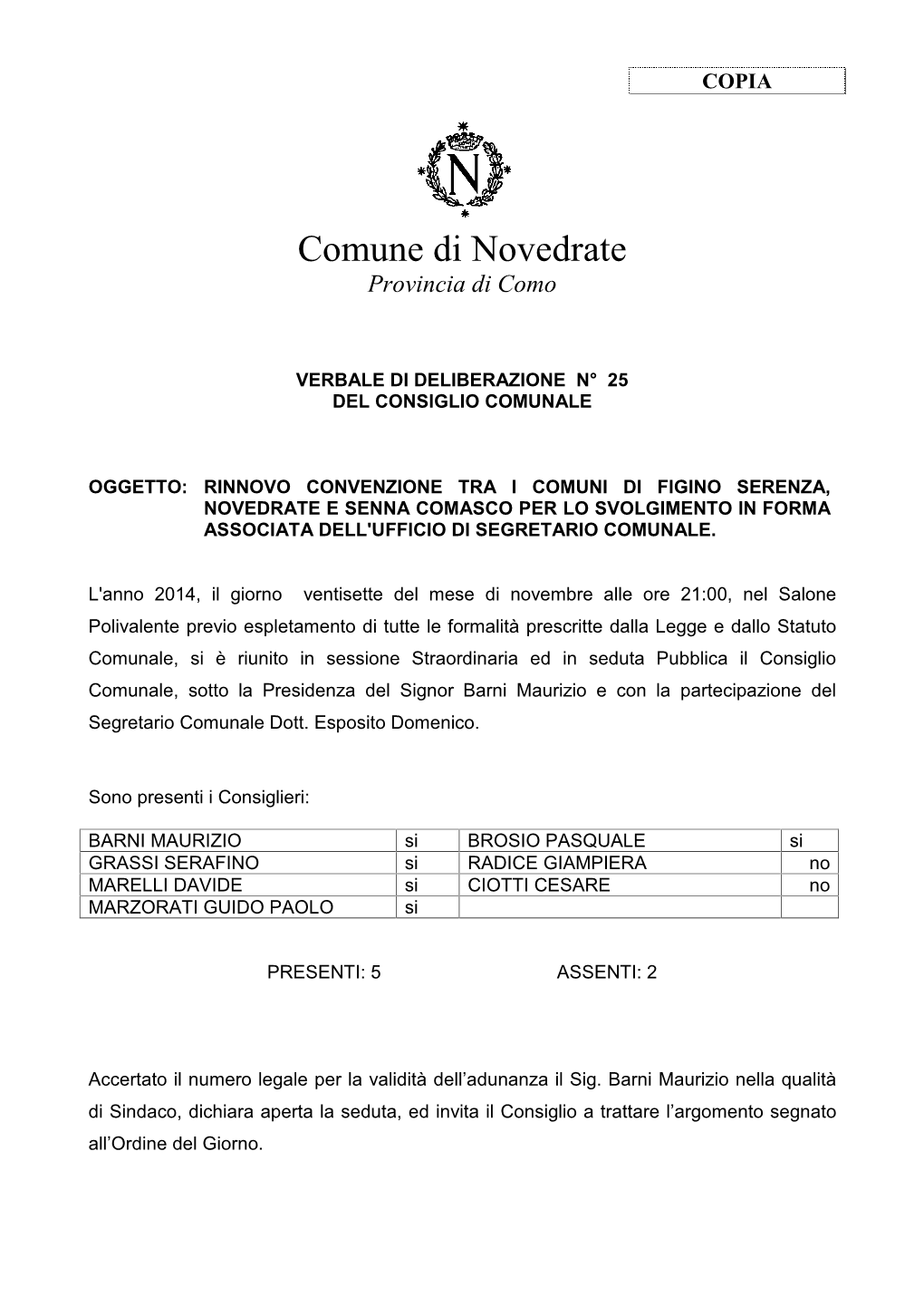 Comune Di Novedrate Provincia Di Como