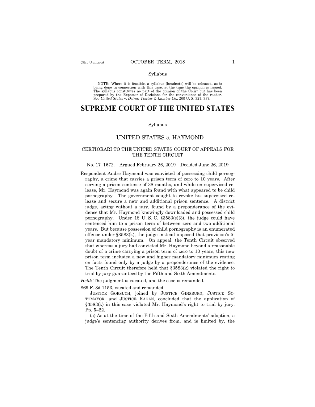 17-1672 United States V. Haymond (06/26/2019)