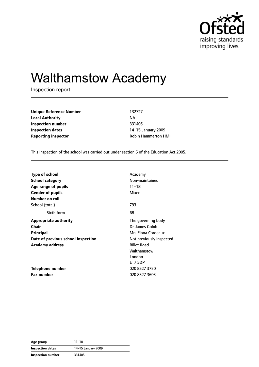 Walthamstow Academy Inspection Report