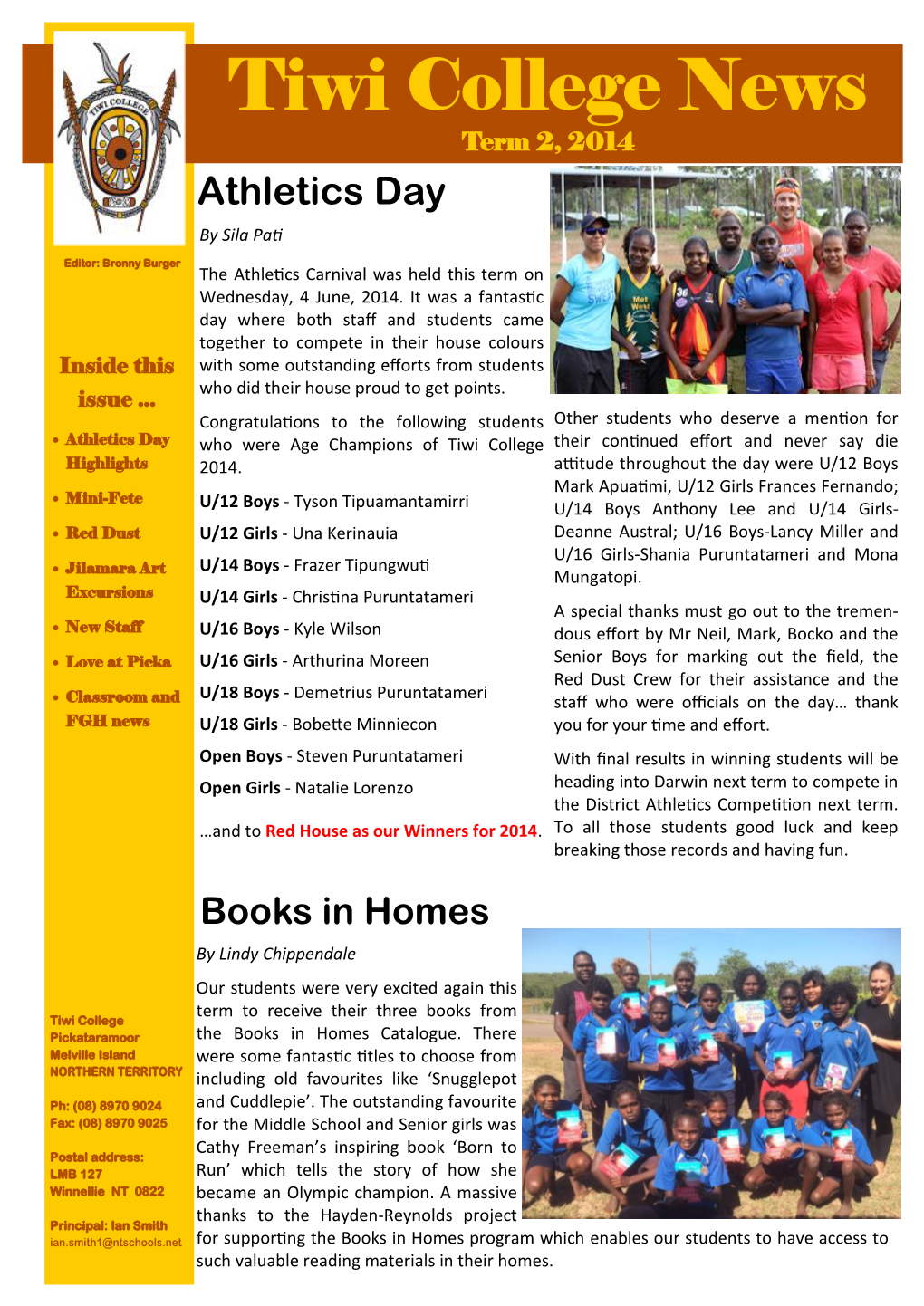 Tiwi College News Term Two 2014