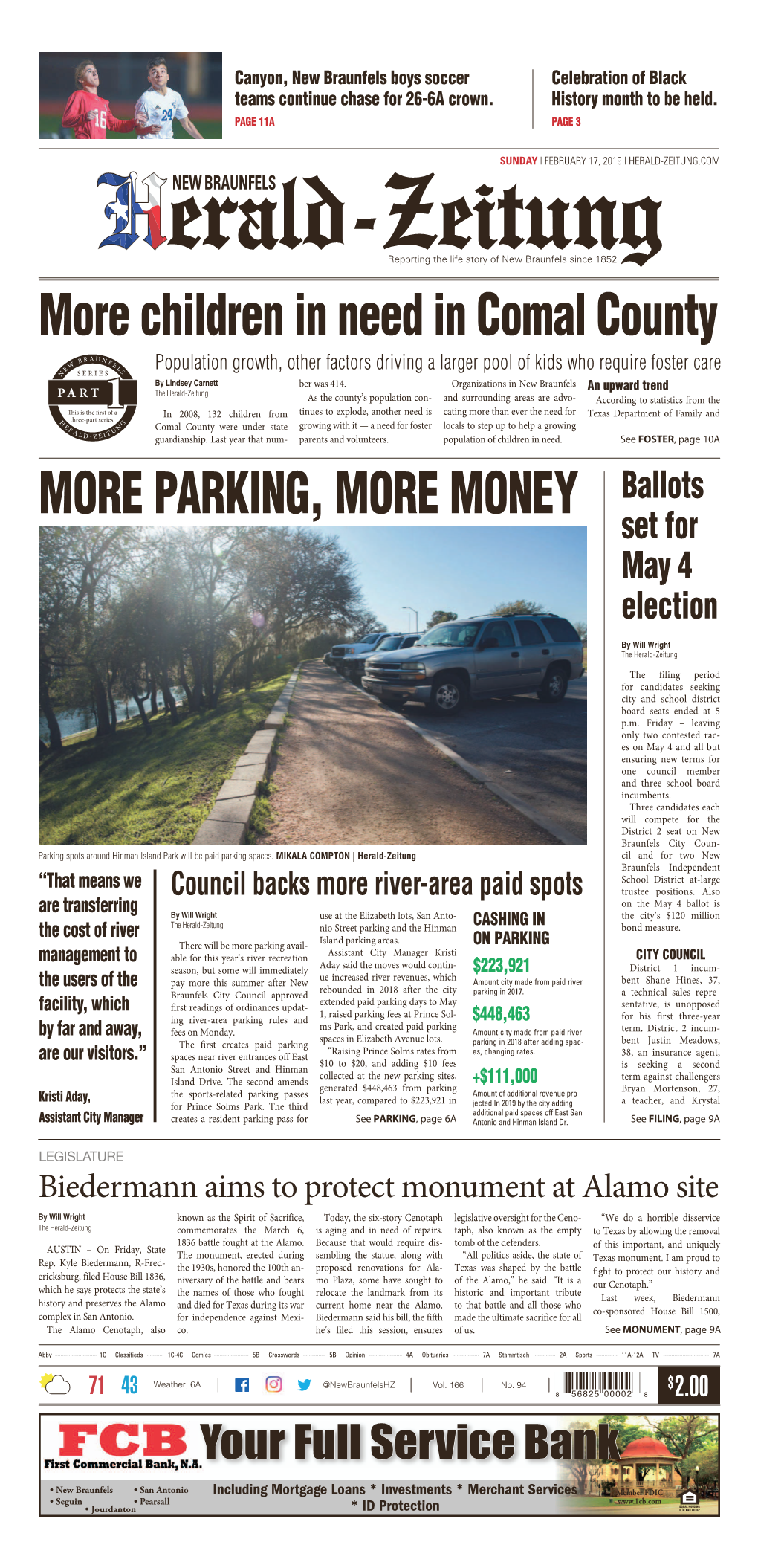 Children in Need in Comal County MORE PARKING, MORE MONEY