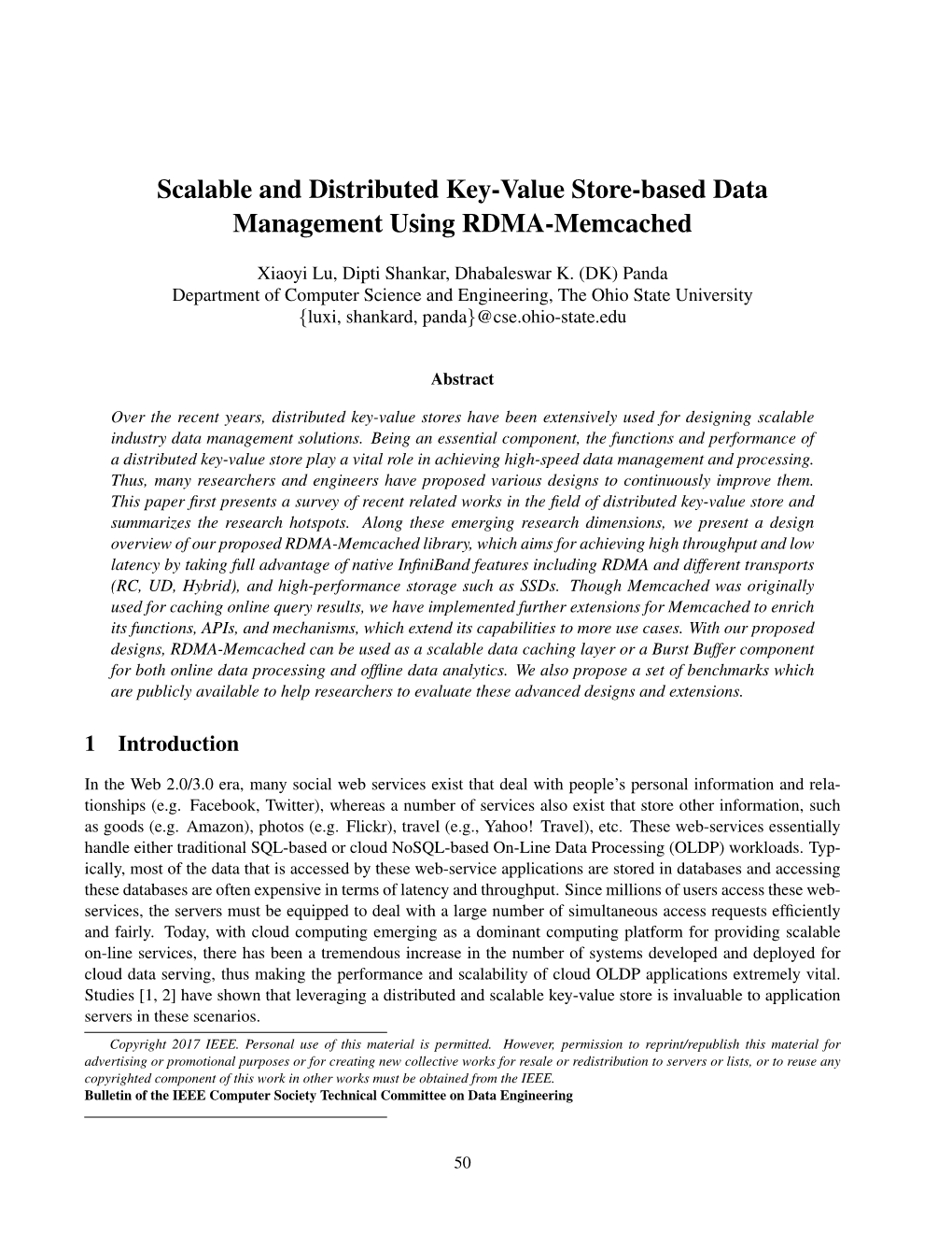 Scalable and Distributed Key-Value Store-Based Data Management Using RDMA-Memcached