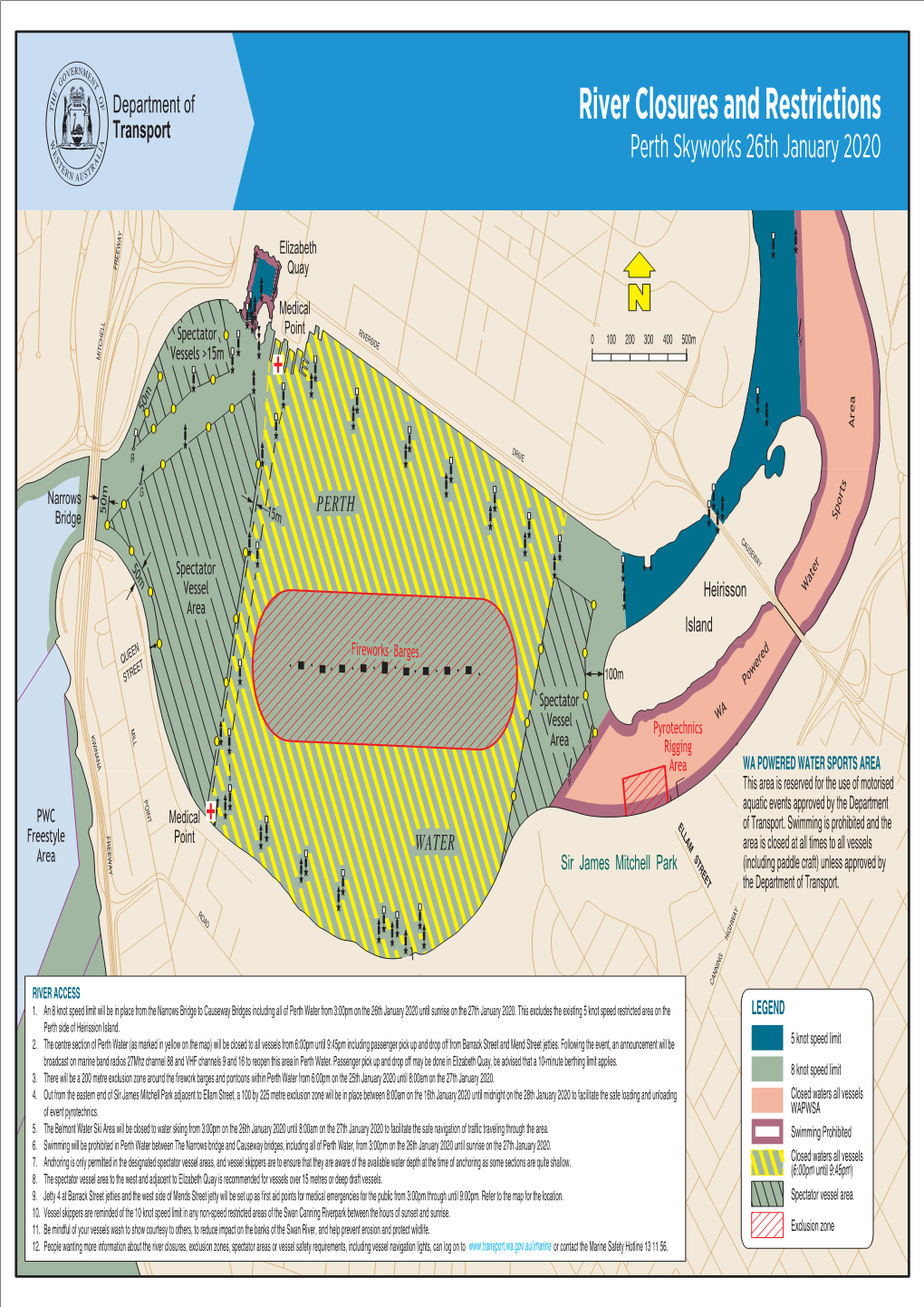 River Closures and Restrictions Perth Skyworks 2020