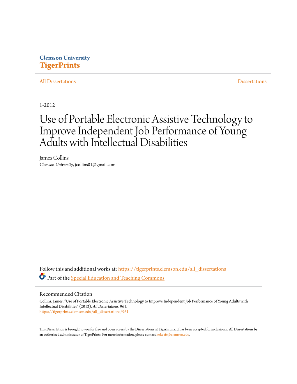 Use of Portable Electronic Assistive Technology to Improve