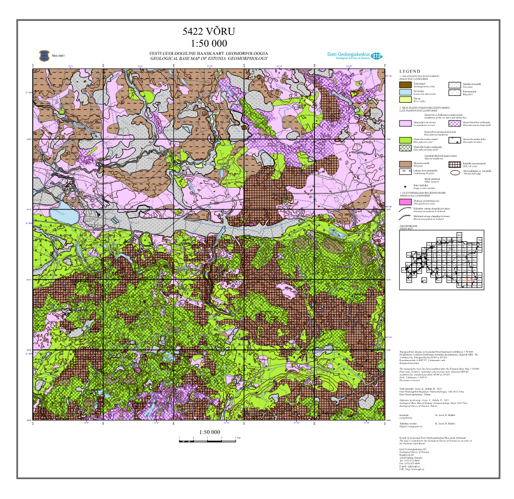 5422 Võru 1:50 000 Eesti Geoloogiline Baaskaart