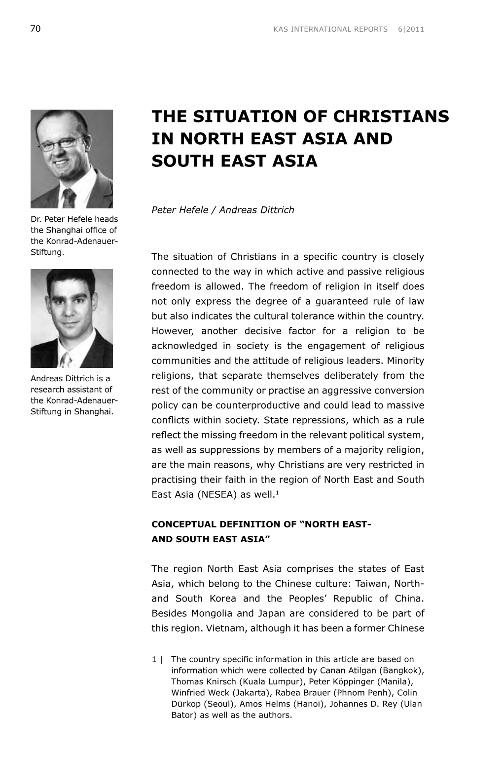 The Situation of Christians in North East Asia and South East Asia
