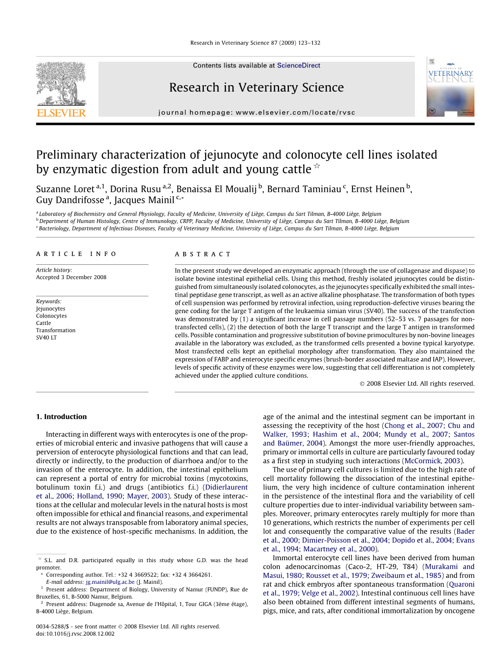 Preliminary Characterization of Jejunocyte and Colonocyte Cell Lines Isolated by Enzymatic Digestion from Adult and Young Cattle Q