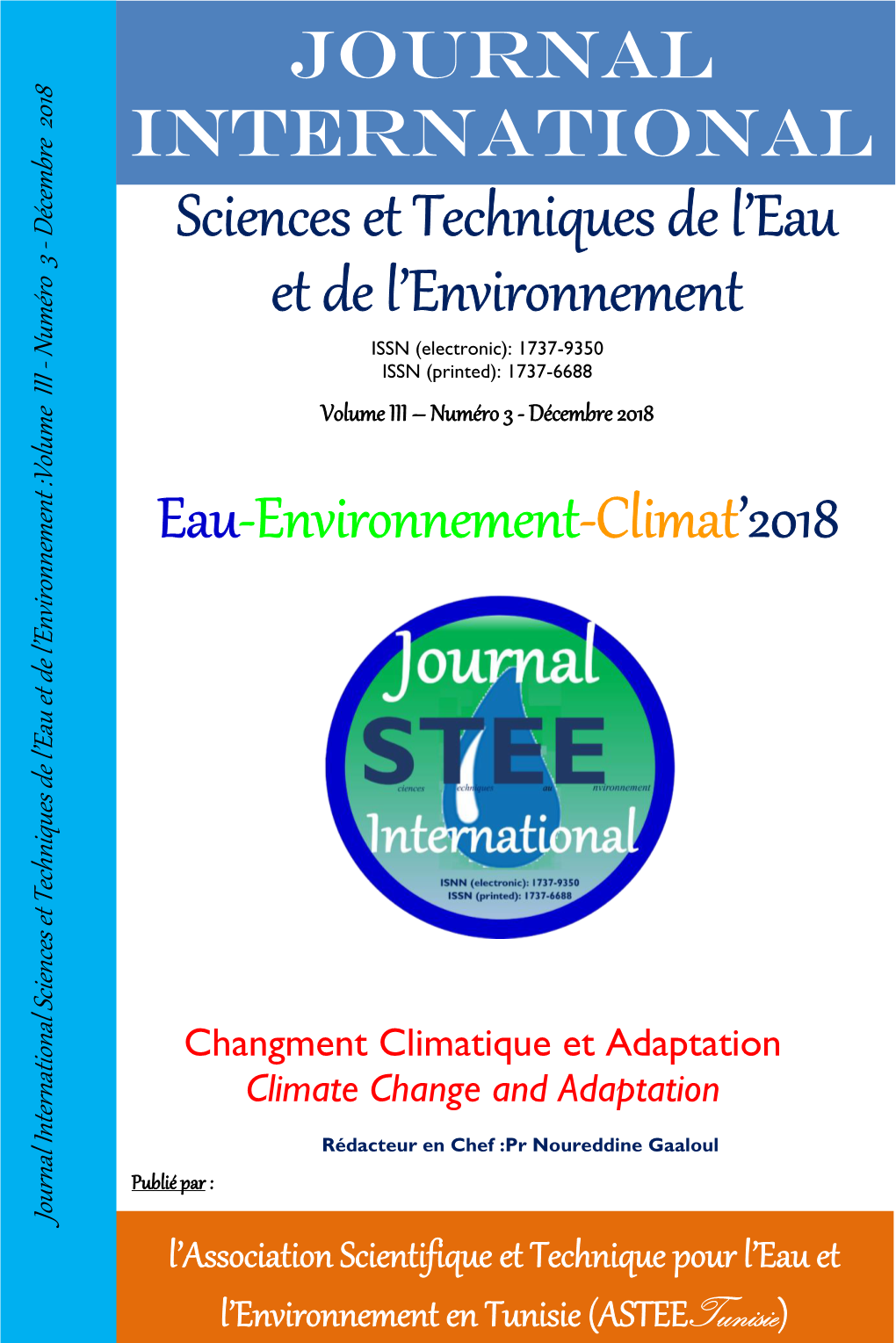 Journal International Sciences Et Techniques De L'eau Et De L