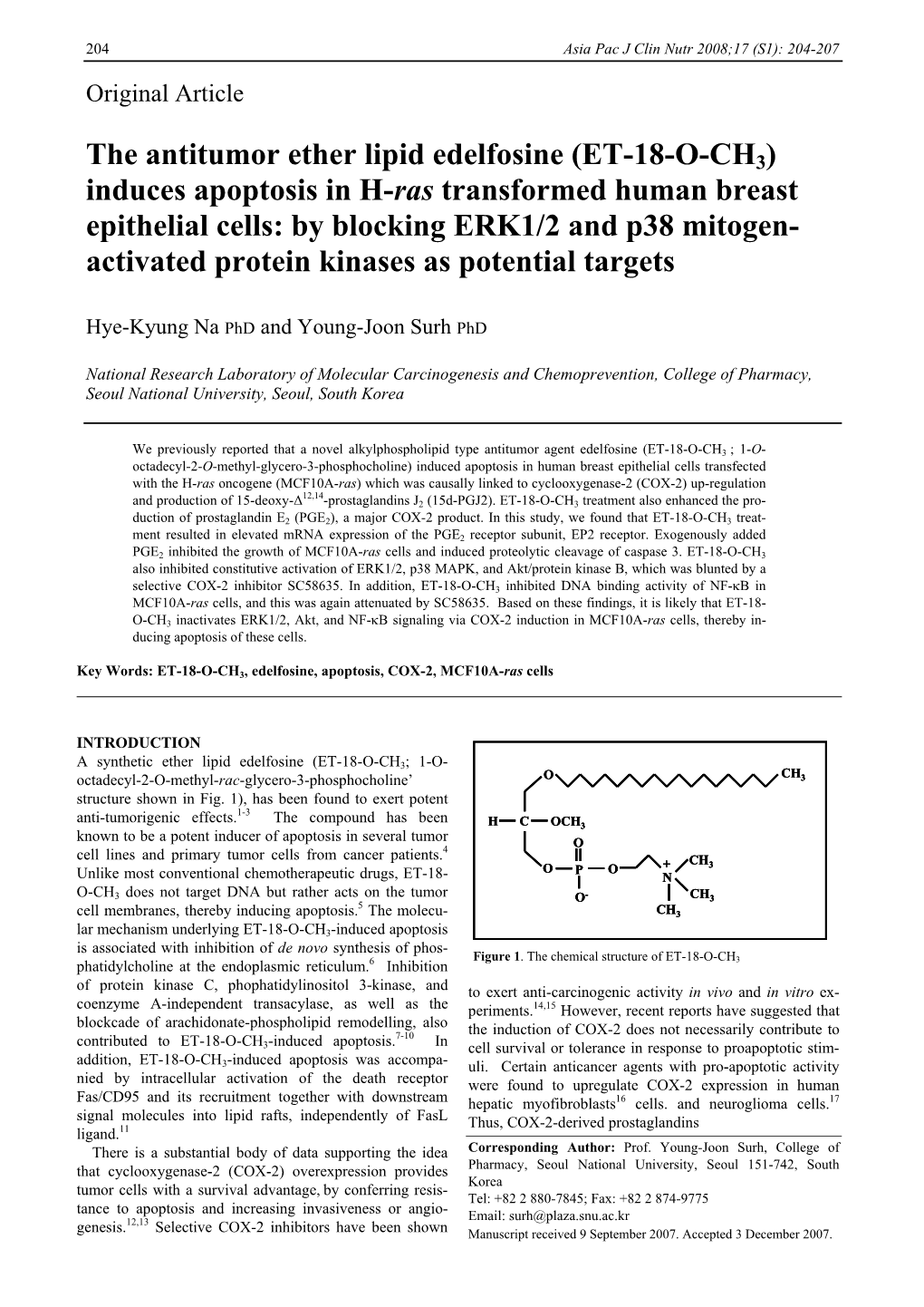 The Antitumor Ether Lipid Edelfosine (ET-18-O-CH3) Induces Apoptosis