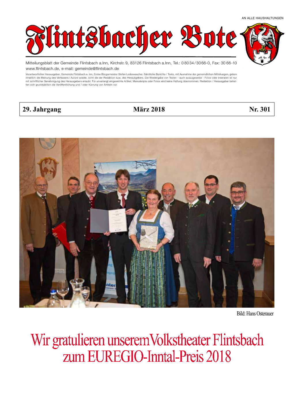 Wir Gratulieren Unseremvolkstheater Flintsbach Zum EUREGIO-Inntal