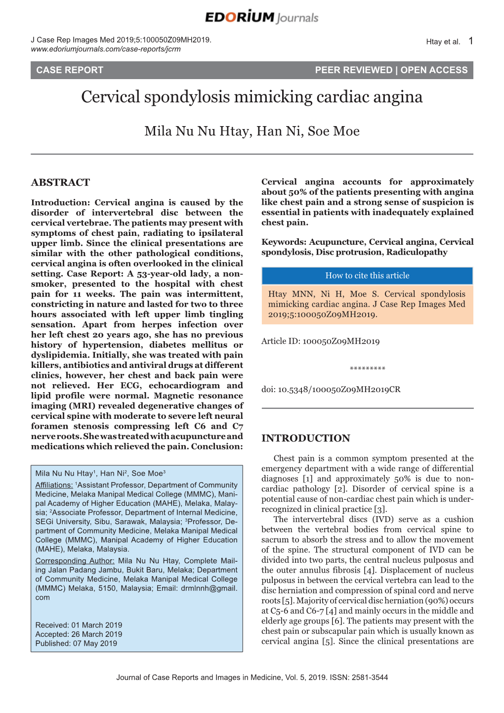 Cervical Spondylosis Mimicking Cardiac Angina