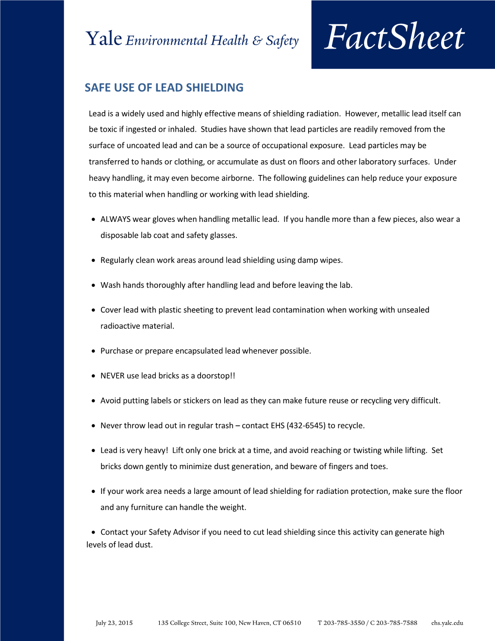Lead Shielding Safety Guidelines